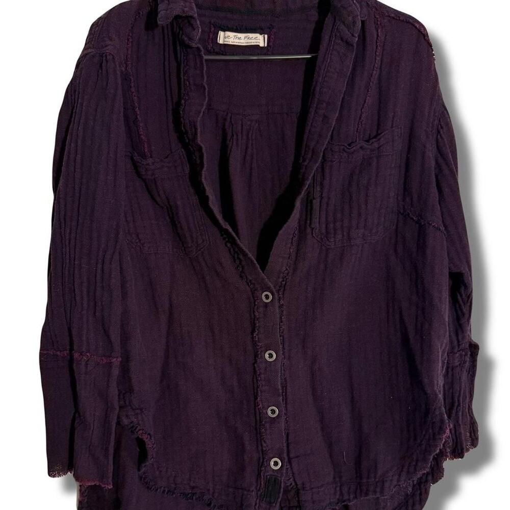 Free people purple button up shirt size small